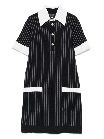 Pre-owned Chanel 2010s Pinstriped Mini Dress