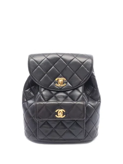 Pre-owned Chanel 2010s Quilted Lambskin Backpack In Black
