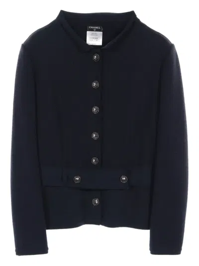 Pre-owned Chanel 2010s Rayon Angola Knitted Jacket In Blue