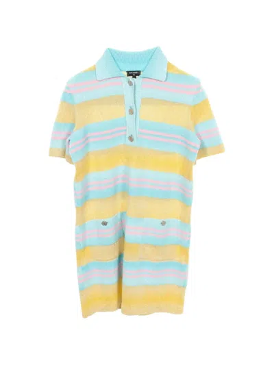 Pre-owned Chanel 2010s Striped Mini Dress In Yellow