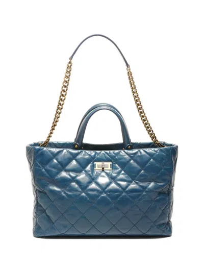 Pre-owned Chanel 2011 2.55 Reissue Glazed Tote Bag In Blue