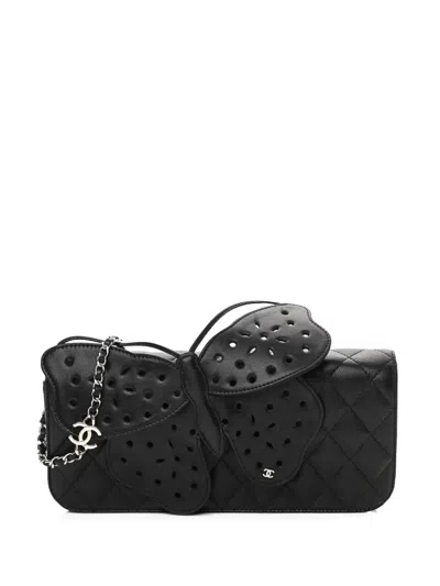 Pre-owned Chanel 2011 Butterfly Clutch Bag In Black