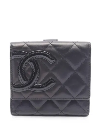Pre-owned Chanel 2011 Cambon Line Bi-fold Wallet In Black