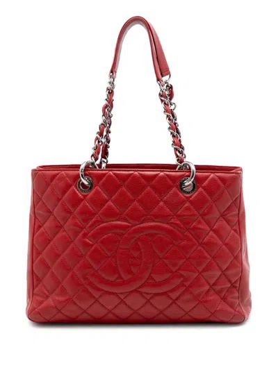 Pre-owned Chanel 2011 Caviar Grand Shopping Tote Bag In Red