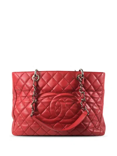 Pre-owned Chanel 2011 Caviar Grand Shopping Tote Bag In Red