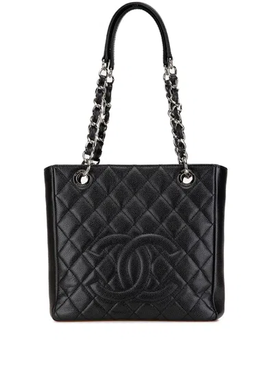 Pre-owned Chanel 2011 Caviar Petite Shopping Tote Bag In Black