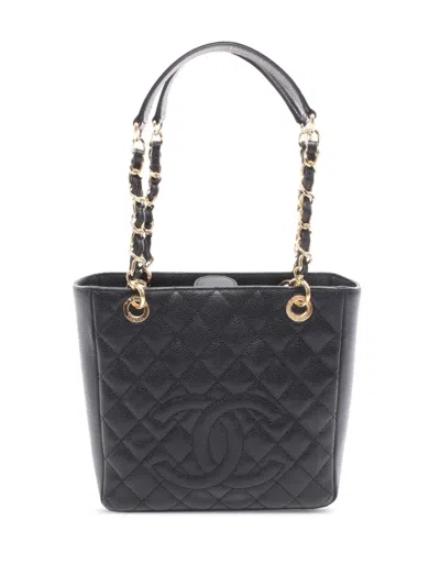 Pre-owned Chanel 2011 Caviar Petite Shopping Tote Bag In Black