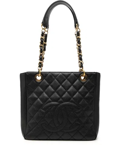 Pre-owned Chanel 2011 Caviar Petite Shopping Tote Bag In Black