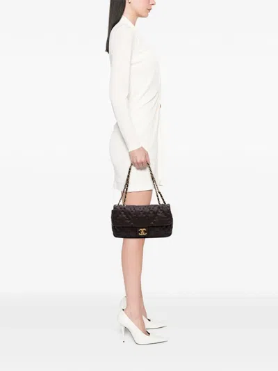 Pre-owned Chanel 2011 Caviar Wild Stitch Flap Shoulder Bag In Brown