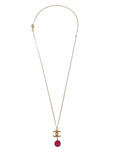 Pre-owned Chanel 2011 Cc Ball Pendant Necklace In Gold
