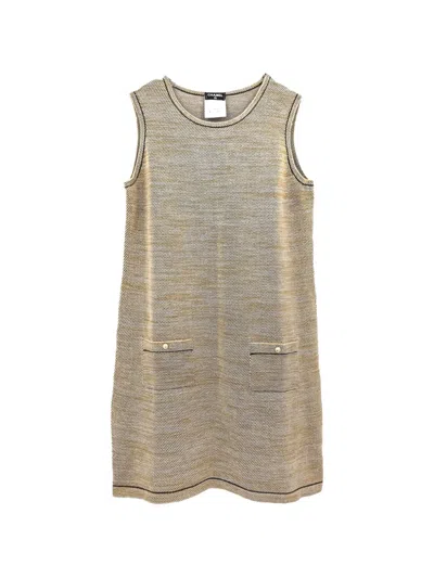 Pre-owned Chanel 2011 Cc Button Tank Mini Dress In Neutrals