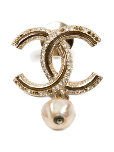 Pre-owned Chanel 2011 Cc Crystal-embellished Brooch