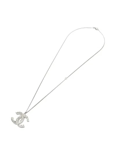 Pre-owned Chanel 2011 Cc Mark Necklace In Silver