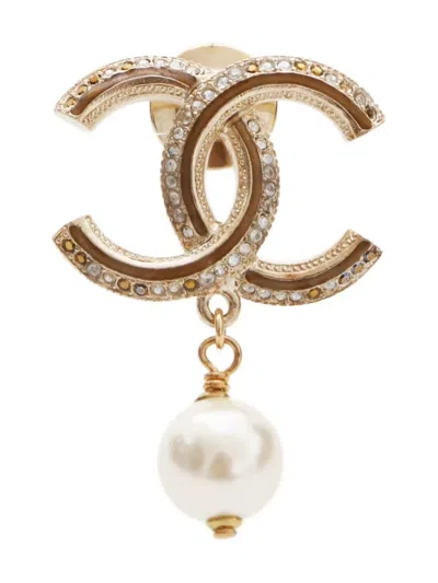 Pre-owned Chanel 2011 Cc Mark Pearl Brooch
