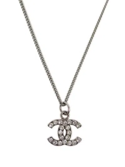 Pre-owned Chanel 2011 Cc Pendant Necklace In Silver