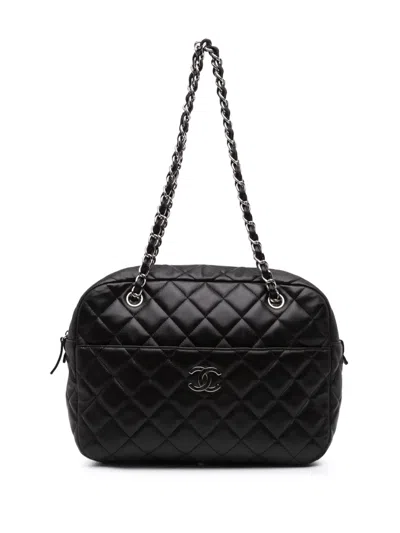 Pre-owned Chanel 2011 Cc Quilted Lambskin Camera Bag Shoulder Bag In Black