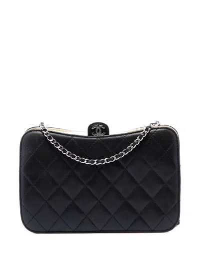 Pre-owned Chanel 2011 Cc Quilted Lambskin Clutch With Chain Crossbody Bag In Black