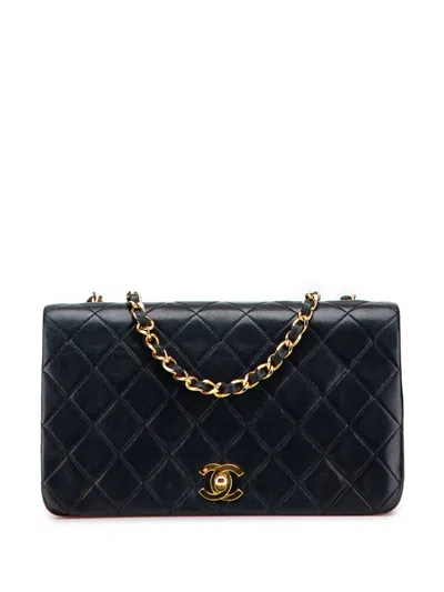 Pre-owned Chanel 2011 Cc Quilted Lambskin Full Single Flap Crossbody Bag In Black