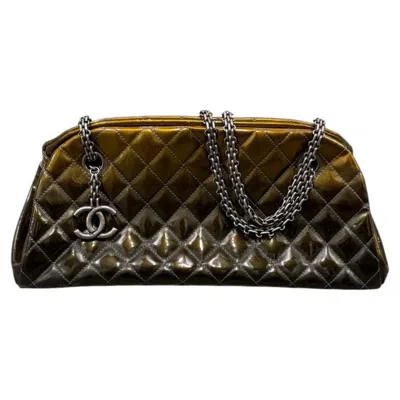 Pre-owned Chanel 2011  Patent Quilted Cc Charm Shoulder Bag In Black