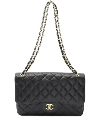 Pre-owned Chanel 2011 Double Flap Shoulder Bag In Black