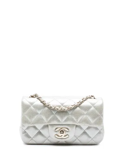 Pre-owned Chanel 2011 Extra Mini Rectangular Classic Lambskin Single Flap Crossbody Bag In Gold