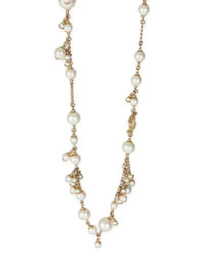 Pre-owned Chanel 2011 Faux Pearl Cc Station Plated Necklace (authentic Pre-loved)