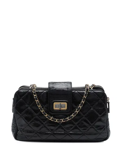 Pre-owned Chanel 2011 Glazed Crackled Calfskin Reissue Tote Bag In 黑色