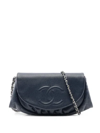 Pre-owned Chanel 2011 Half Moon Coco Mark Wallet On Chain In Blue