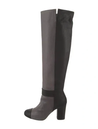 Pre-owned Chanel 2011 Interlocking Cc Logo Boots In Gray