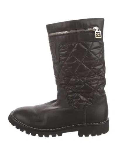 Pre-owned Chanel 2011 Interlocking Cc Logo Moto Boots In Black