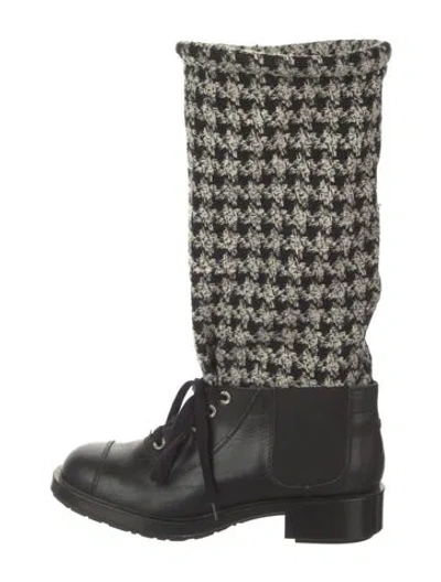 Pre-owned Chanel 2011 Interlocking Cc Logo Moto Boots In Black