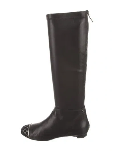 Pre-owned Chanel 2011 Interlocking Cc Logo Riding Boots In Black