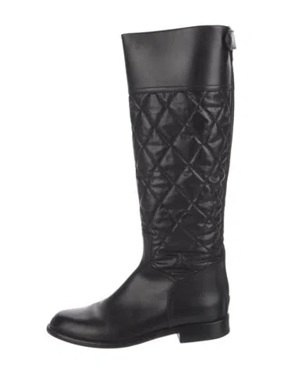 Pre-owned Chanel 2011 Interlocking Cc Logo Riding Boots In Black