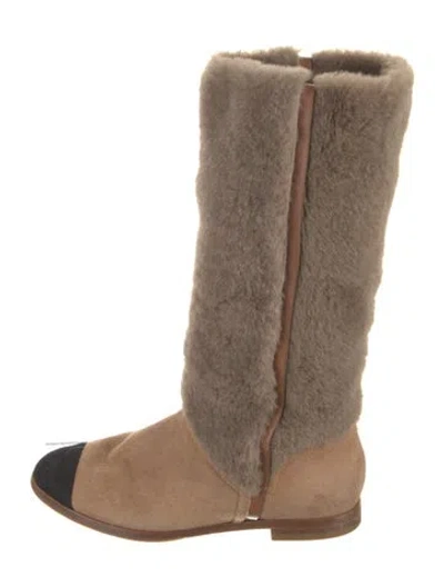 Pre-owned Chanel 2011 Interlocking Cc Logo Riding Boots In Brown