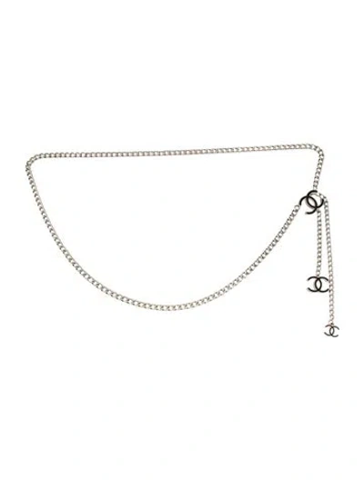 Pre-owned Chanel 2011 Interlocking Cc Logo Waist Belt In Silver
