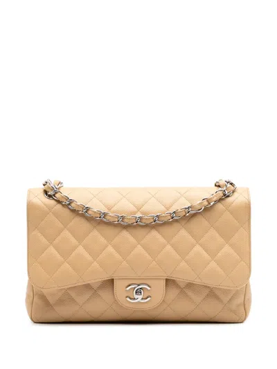 Pre-owned Chanel 2011 Jumbo Classic Caviar Double Flap Shoulder Bag In Brown