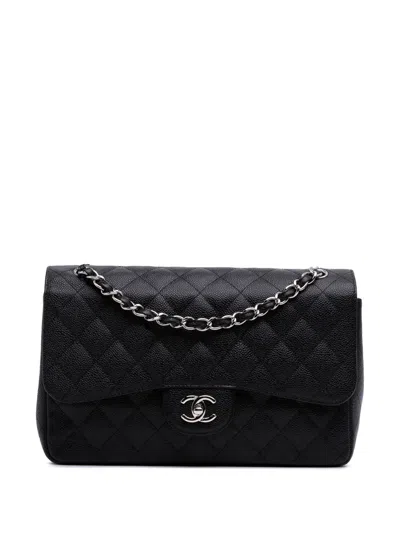 Pre-owned Chanel 2011 Jumbo Classic Caviar Double Flap Shoulder Bag
