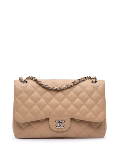 Pre-owned Chanel 2011 Jumbo Classic Caviar Double Flap Shoulder Bag In Brown