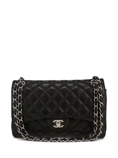 Pre-owned Chanel 2011 Jumbo Double Flap Shoulder Bag In Black