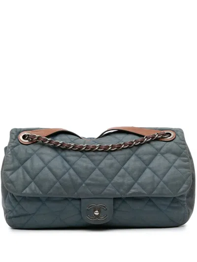 Pre-owned Chanel 2011 Jumbo Iridescent Calfskin In The Mix Flap Satchel