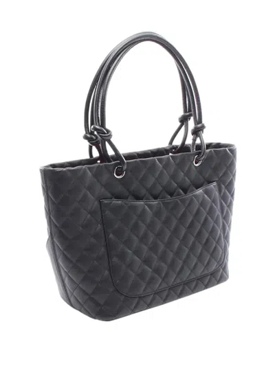 Pre-owned Chanel 2011 Large Lambskin Cambon Ligne Tote Bag In Black