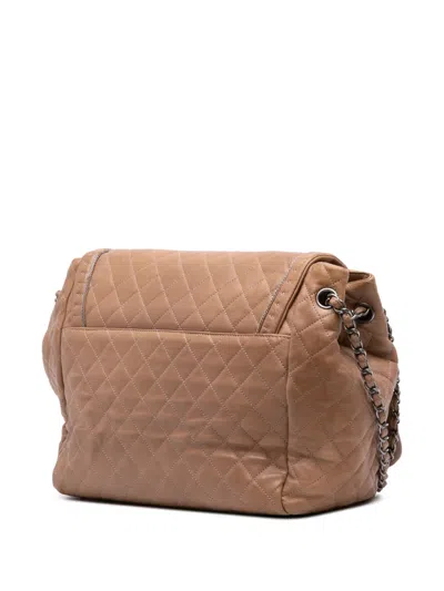 Pre-owned Chanel 2011 Large Quilted Calfskin Istanbul Accordion Flap Shoulder Bag In Brown