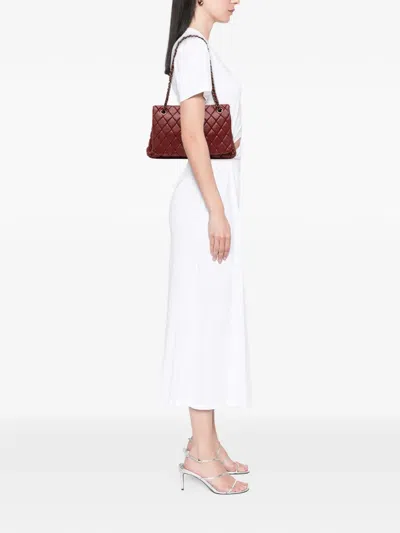 Pre-owned Chanel 2011 Large Quilted Lambskin New Bubble Flap Shoulder Bag In Red