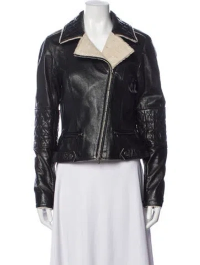 Pre-owned Chanel 2011 Leather Biker Jacket In Blue