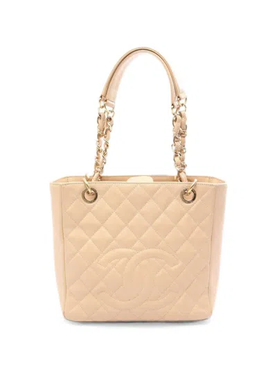 Pre-owned Chanel 2011 Matelassé Leather Tote Bag In Neutral