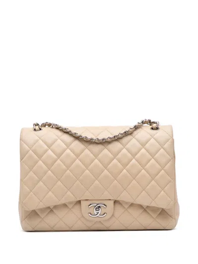 Pre-owned Chanel 2011 Maxi Classic Caviar Double Flap Shoulder Bag In Brown