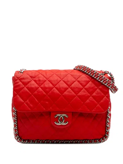 Pre-owned Chanel 2011 Maxi Washed Lambskin Chain Around Flap Shoulder Bag