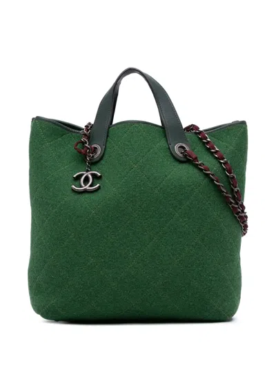 Pre-owned Chanel 2011 Medium Cc Quilted Felt Pop Tote Satchel