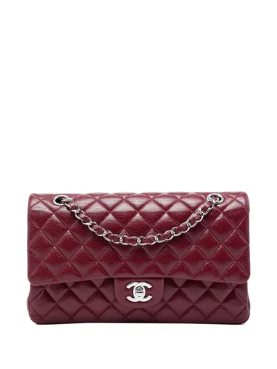 Pre-owned Chanel 2011 Medium Classic Caviar Double Flap Shoulder Bag In Red