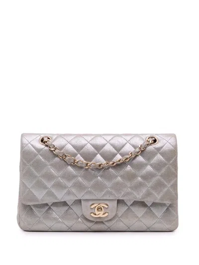 Pre-owned Chanel 2011 Medium Classic Iridescent Lambskin Double Flap Shoulder Bag In Brown